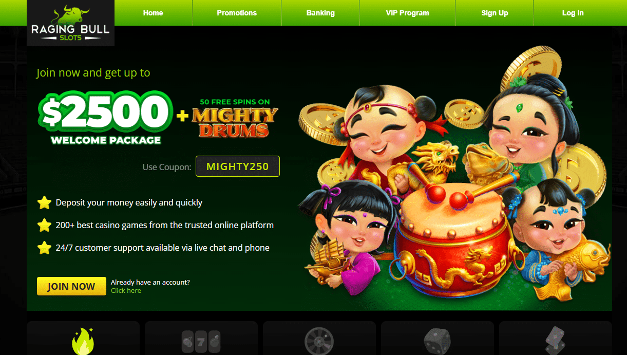 Raging Bull - FL Online Casino With a Generous Welcome Bonus